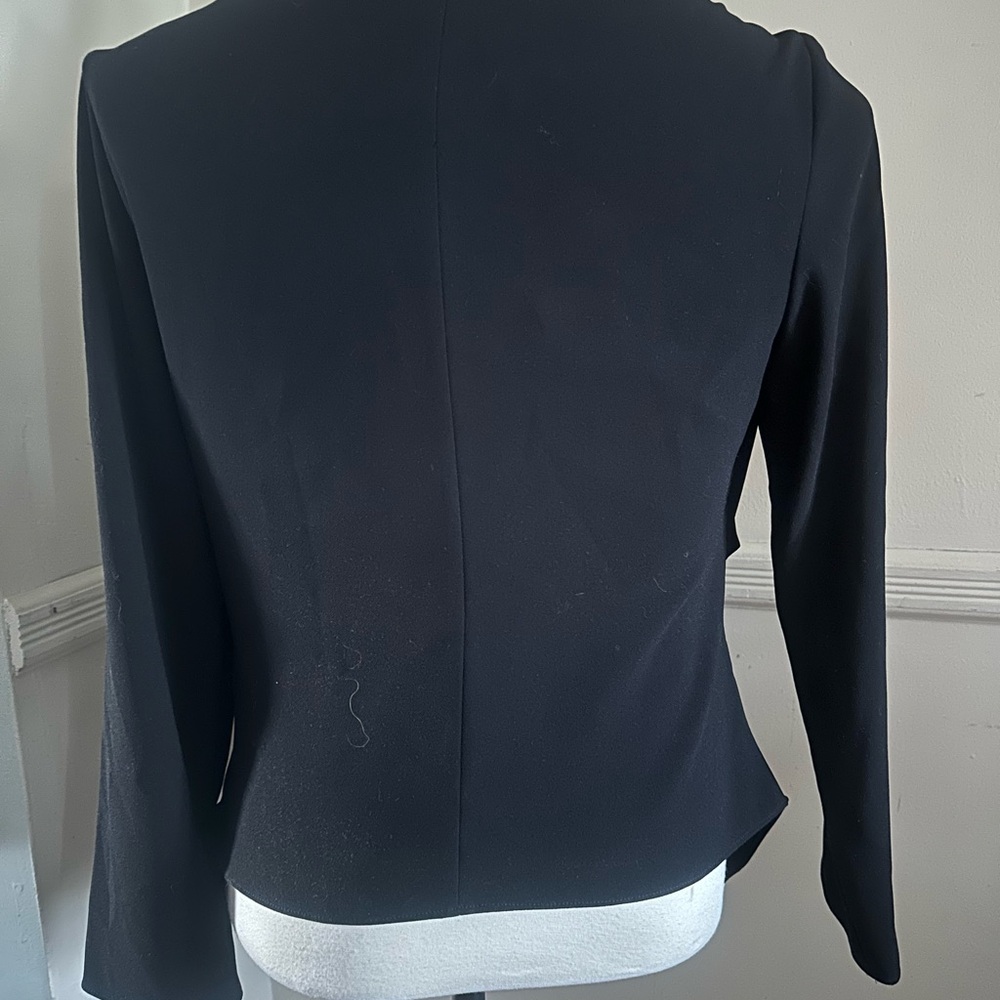 Zara Black Boatneck Draped Asymmetric Hem Long Sleeve Blouse - Picture 2 of 7
